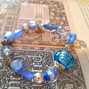 Blue Tones Murano Glass Beaded Bracelet